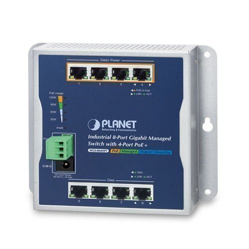 Управляемый промышленный коммутатор Ethernet (8 портов 10/100/1000T (4 порта с PoE+), настенный)