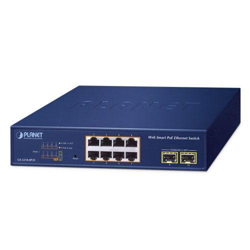 Коммутатор Ethernet (8 портов 10/100/1000T с 802.3at PoE, 2 порта 1000X SFP, Web Smart)