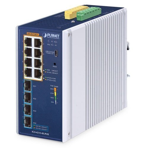 Промышленный коммутатор Ethernet (L2/L4, 8 портов 10/100/1000T с 802.3bt PoE, 4 портов 10G SFP+)