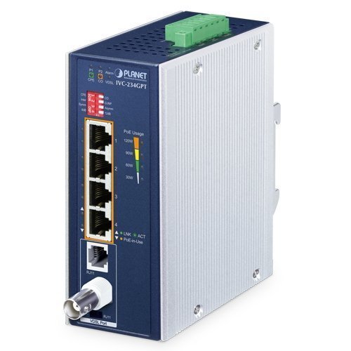 Промышленный удлинитель Ethernet (4 порта 10/100/1000T с 802.3at PoE+, VDSL2)