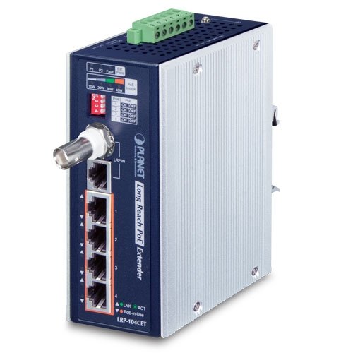 Промышленный удлинитель Ethernet (4 порта 10/100TX с PoE, 1 коаксиальный порт LRP)