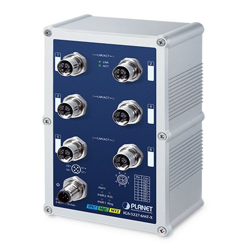 Промышленный управляемый коммутатор (6 портов 10/100/1000T M12, IP67, -40~75C, X-coded M12)