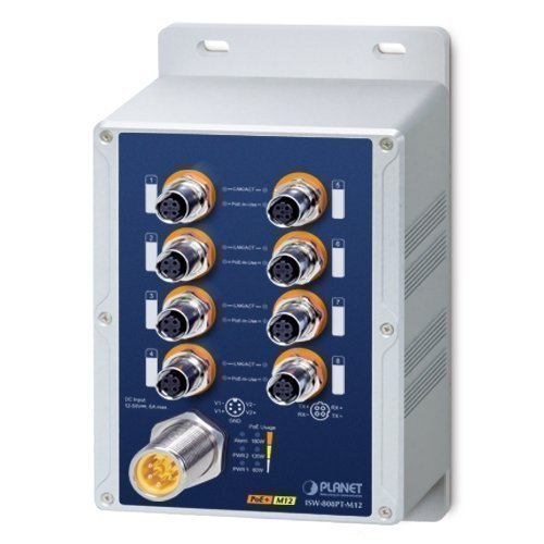 Промышленный коммутатор Ethernet (8 портов 10/100TX M12 с 802.3at PoE+, IP67)