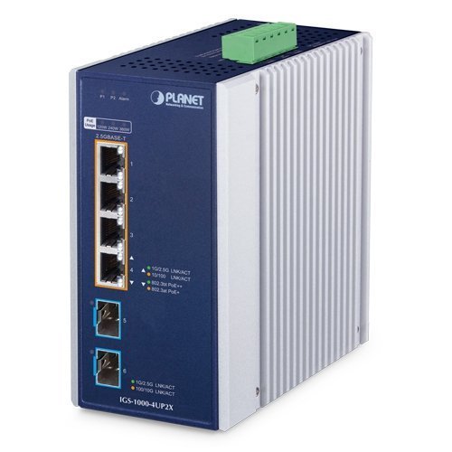 Промышленный коммутатор Ethernet (4 порта 10/100/1000/2500T с 802.3bt PoE, 2 порта 10G SFP+)