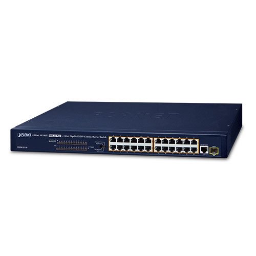 Коммутатор Ethernet (24 портов 10/100BASE-TX с 802.3at PoE, 1 комбо-порт TP/SFP)